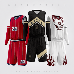 Ensemble d'uniformes de basketball personnalisés sublimés, maillot sans manches à col en V, pantalon, kit en polyester à séchage rapide, pour adultes, toutes saisons - Product Image 1