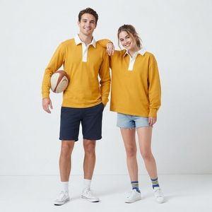เสื้อรักบี้ถักลายทางแนวตั้ง ผ้าฝ้าย 100% แขนยาว คอปกโปโล เสื้อโปโลรักบี้ สำหรับผู้ชายและผู้หญิง - Product Image 6