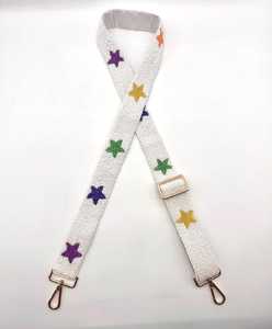 Correa de Bolso de Algodón a Cuadros Bordada a Mano ALI FASHION ART con Estrellas Doradas y Ganchos Metálicos, Forma Rectangular - Product Image 2