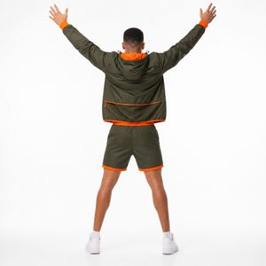 Wholesale Men's Hooded Windbreaker Track Jacket Shorts Set Breathable Lightweight Technical Woven Streetwear Nylon <b>Jogging</b> <b>Suit</b> - Product Image 2