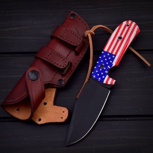 Couteau de chasse et de survie à lame fixe, fait main, revêtement noir, OEM, EDC, pour camping et chasse en extérieur, USA EU - Product Image 4