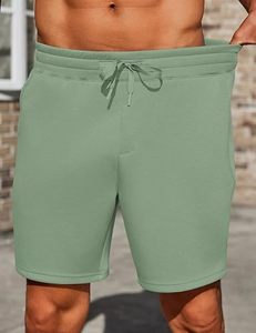 Pantalones Cortos Deportivos para Hombre, Color Verde Sólido, con Cordón Ajustable y Bolsillos Laterales, Estilo Bermuda, Tejido de Algodón Transpirable - Product Image 4