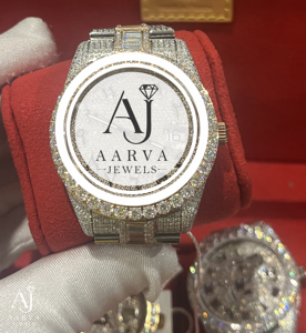 AARVA JEWELS นาฬิกาสแตนเลสสตีลสำหรับผู้หญิงสุดหรู 42 มม. ตัวเรือนคริสตัลแซฟไฟร์ อะนาล็อก มิโยตะ ควอตซ์ 20 มม. ตัวล็อคแบบพับได้ - Product Image 3
