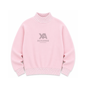 Sweat-shirt de Noël personnalisé pour femme, col montant, couleur unie, détail à carreaux vichy contrastant, manches longues, coupe ample, fabricant - Product Image 2