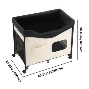 Cuccia Rialzata Pieghevole per Animali Domestici in Alluminio, Letto a Castello per Cani in Tessuto Oxford 600D e Velluto Olandese, Portatile con Ruote e Supporti Laterali - Product Image 5