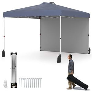 Tenda Pop-up Grigia 3x3 Metri con Borsa con Ruote e 1 Parete Laterale - Product Image 1