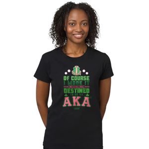 T-shirt noir AKA Destined To Be An AKA Crossing pour femme, en coton, à manches courtes, avec image graphique, décontracté, à la mode, pour la fraternité - Product Image 1