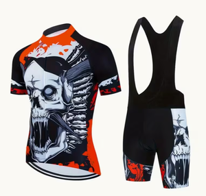Conjunto de jersey de ciclismo para hombre, ropa de ciclismo transpirable de manga corta con pantalones cortos acolchados y bolsillo con cremallera - Product Image 1