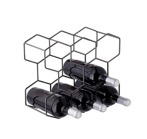 Estante Metálico para Botellas de Vino de 3 Niveles, Negro, para Almacenamiento y Exhibición, de Sobremesa, Moderno y de Diseño - Product Image 3