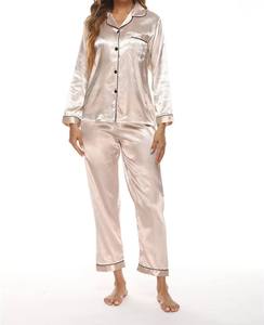 Ensemble de pyjama pour femmes, couleur unie, manches longues, taille plus, confortable, respirant, doux, pour la maison, été, vêtements de nuit pour femmes, OEM - Product Image 1