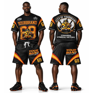 Ensemble maillot et short de football américain respirant en polyester 100 % – Tenue de sport personnalisable - Product Image 1