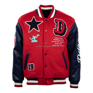 Chaqueta Universitaria de Invierno Negra Res Combo con Cuello Alto, Cuerpo 100% Lana, Bordado Chenille con Logotipo Frontal - Product Image 1