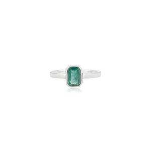 High Quality Handmade 925 Sterling <b>Silver</b> Natural <b>Emerald</b> Single Stone Bezel Set Minimalist <b>Ring</b> For Women's Everyday Wear - Product Image 1