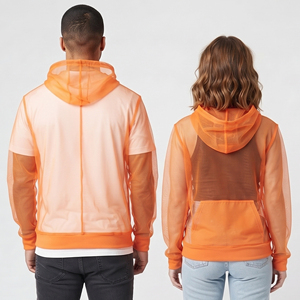 Sweat-shirt à capuche sexy en maille transparente unisexe, vêtements de nuit pour club, hauts en maille transparente, 100% polyester, sweats à capuche transparents - Product Image 2