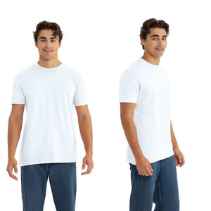 T-shirt en coton blanc pour homme et femme, coupe classique, col rond, manches courtes, jersey décontracté, inspiré de Next Level Apparel - Product Image 2