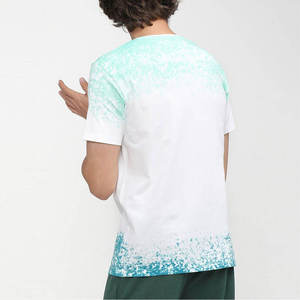 T-shirt d'entraînement d'été décontracté pour homme en polyester/coton tricoté, couleur unie blanc-vert, manches courtes, style streetwear - Product Image 3