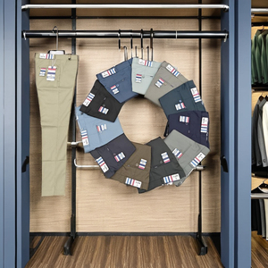 Pantalon habillé en coton coupe ajustée pour hommes, tenue de bureau d'affaires formelle décontractée, toile tissée à fermeture éclair élégante, taille moyenne - Product Image 2