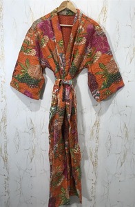 Bata de Invierno Reversible para Mujer, Estampada, Acolchada, de Manga Corta, con Cuello en V, 100% Algodón, Ligera, Estilo Bohemio - Product Image 5