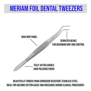 Pinzas dentales de algodón Meriam Foil, alicates de vendaje con punta angulada dentada, fórceps de acero inoxidable para ortodoncia y cirugía manual - Product Image 5