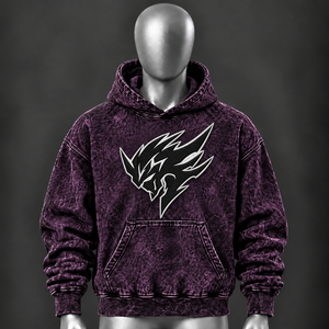 Sweat à capuche violet délavé pour homme, motif personnalisé, streetwear, pull molletonné, coupe oversize, mode décontractée, vente en gros OEM - Product Image 1