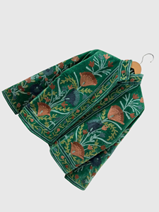 Chaqueta con Cuello Mao, Bordado a Mano con Patrón Geométrico Verde, Manga Larga, Estilo Terciopelo, Diseño Blusón, para Adultos, Otoño - Product Image 2