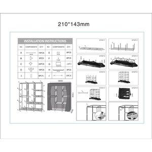 Armoire portable en tissu, organisateur de placard, 8 étagères, barre de suspension, housse anti-poussière non tissée, étanche, niveaux robustes, cadre en acier - Product Image 3