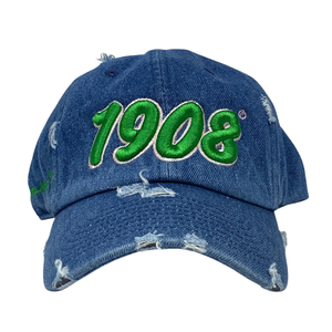 หมวกเดนิม AKA 1908 สีน้ำเงิน ปักตัวอักษร หมวกเบสบอล ปรับขนาดได้ ผ้ายีนส์ฟอก หมวกแฟชั่นลำลอง สไตล์วินเทจ - Product Image 1