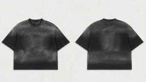 <b>Men's</b> Oversized <b>Tie</b>-Dye <b>Black</b> Cotton Short Sleeve O-Neck T-Shirt Casual Knitted Jersey Fabric - Product Image 2