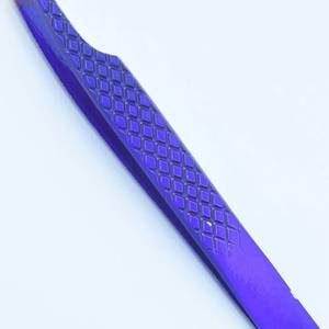 Pinces à cils en acier inoxydable de précision avec manche violet et pointes dorées, pointe lisse pour extension de cils - Product Image 2