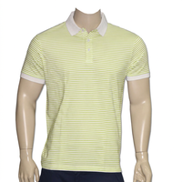 Kaos Pria Lengan Pendek Bergaris 100% Katun Rajut Kasual Bernapas Anti Kusut dengan Kantong