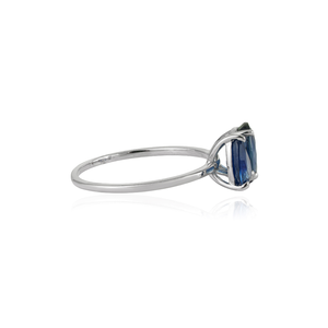 สินค้าขายดี แหวนคู่รักประดับพลอยไพลินสีน้ำเงินสั่งทำพิเศษ ทองคำขาว 14K แบบซ้อนได้ - Product Image 5