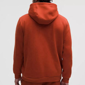 Sudadera con Capucha Naranja para Hombre, Corte Regular, Color Sólido, Informal, con Bolsillo Delantero, Tejido de Algodón, para Otoño - Product Image 3