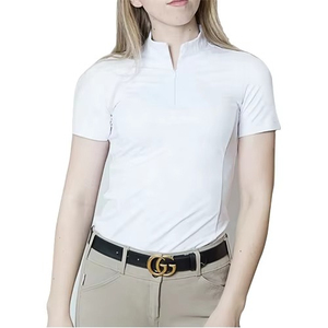 เสื้อขี่ม้าสำหรับการแข่งขัน แขนสั้น สีตามสั่ง ผ้าฝ้ายหรูหราทันสมัย ปิดด้วยซิป สำหรับผู้หญิง - Product Image 2