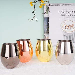 Copa de Vino sin Tallo de Acero Inoxidable, Copa en Forma de Huevo, Color Arcoíris, Cobre, Oro, Plata, Negro, Copa de Vino Metálica para Fiestas - Product Image 3