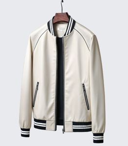 Men's Black Zip-Up Bomber <b>Jacket</b> With <b>Red</b> White Stripes Regular Fit Casual Woven Polyester Autumn Wear - Product Image 2