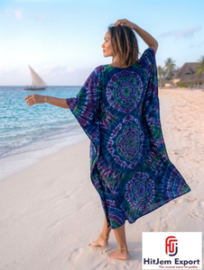 <b>Kaftan</b> Dress Women Beach Wear Loose Fit <b>Summer</b> Cover Up Resort Wear Island Vacation Style Soft Fabric Wholesale Supply - Product Image 2