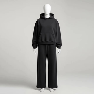 Ensemble de survêtement gris foncé surdimensionné pour homme, sweat à capuche et pantalon de survêtement en molleton épais, tenue décontractée 2 pièces, streetwear confortable - Product Image 6