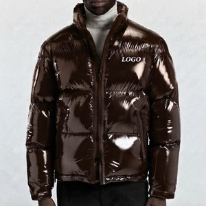 Chaqueta Acolchada de Invierno para Hombre, con Acabado Brillante, Aislante, con Cierre Completo, Cálida, para Exteriores, Estilo Urbano, con Capucha y Logotipo Personalizado - Product Image 1