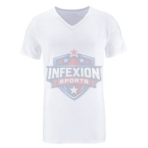 Camiseta Deportiva de Algodón de Manga Corta con Cuello en V Blanca para Mujer, Corte Regular, Logotipo Estampado, Estilo Deportivo, para Todas las Temporadas - Product Image 1