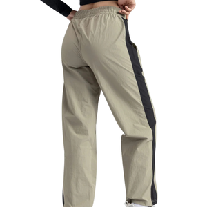 <b>Women's</b> Oxford Pants Straight Fit Full Length Casual Solid Color Side <b>Stripe</b> Elastic Waist Mid Rise - Product Image 2