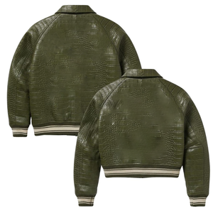 Veste en cuir véritable gaufré croco pour homme, personnalisable, avec fermeture éclair étanche, pour commande en gros OEM avec marque personnalisée - Collection Fraternité 2026 - Product Image 2