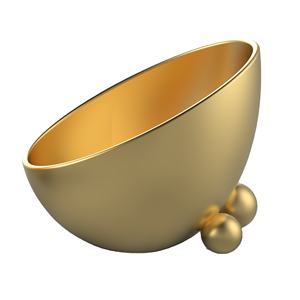 Bol de designer en fonte d'aluminium chaude Bol de service conique de concepteur plaqué or avec piédestal à billes Bol de service nouveau look de style moderne - Product Image 1