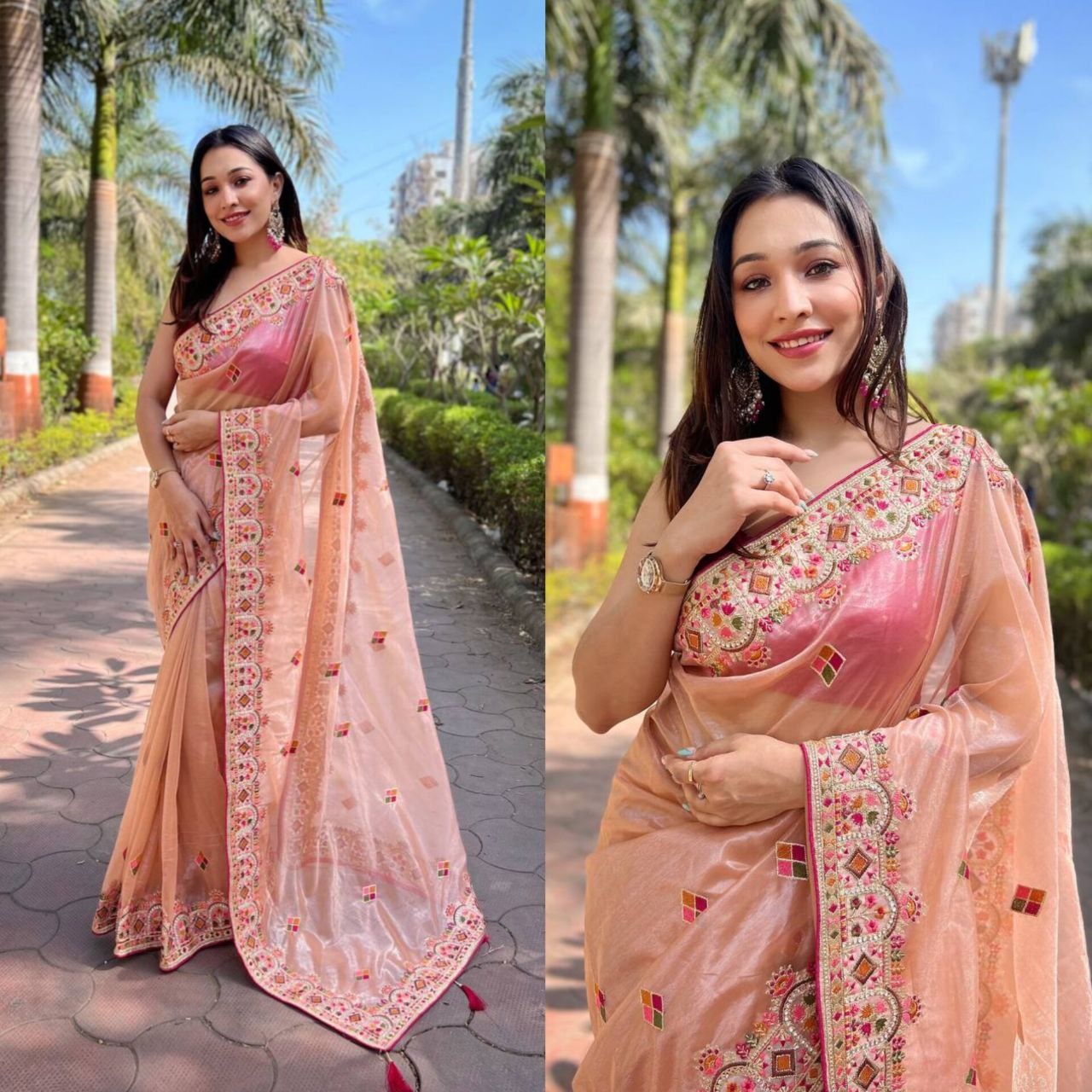 ETHNICMODE Indian Saree For Women Soft Satin Light Weight Party