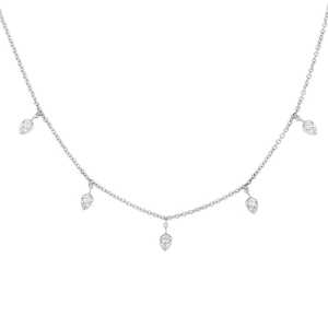 Dangle Drop Charm Station Choker <b>Necklaces</b> Custom Round Cut Lab Grown Diamond Bezel Set For Women 14K 18K <b>Solid</b> Gold Wholesale - Product Image 3
