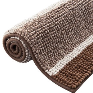 Tapis de bain en coton rayé rectangulaire antidérapant, épais et moderne, pour salle de bain - Product Image 6