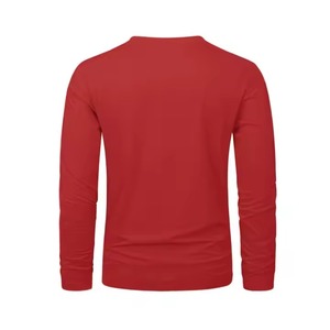 100% Cotton 240g Fabric Weight <b>Long</b> <b>Sleeve</b> O-Neck Casual Summer <b>Tops</b> New Design Breathable <b>Plain</b> Color Solid Pattern - Product Image 2