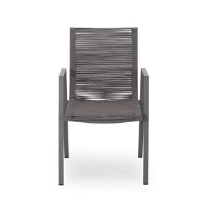 Set di 2 Sedie da Pranzo Moderne per Esterni, Grigio e Grigio Scuro, con Seduta in Alluminio e Corda - Product Image 5