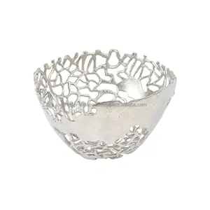 Antique design fruit serving bowl with silver finished metal bowl customized shape metal fruit server by Indian suppliers