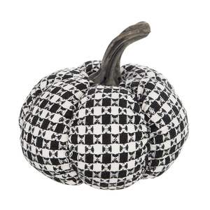 Décoration de citrouille en tissu à carreaux noir et blanc 7x7x6,7 pouces pour les fournitures de décoration de vacances d'Halloween - Product Image 1