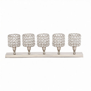 Royal Classic Decoration Shiny Polished Stainless Steel and Crystal <b>Candelabra</b> Candle Holder Handmade Eco-Friendly - Product Image 1
